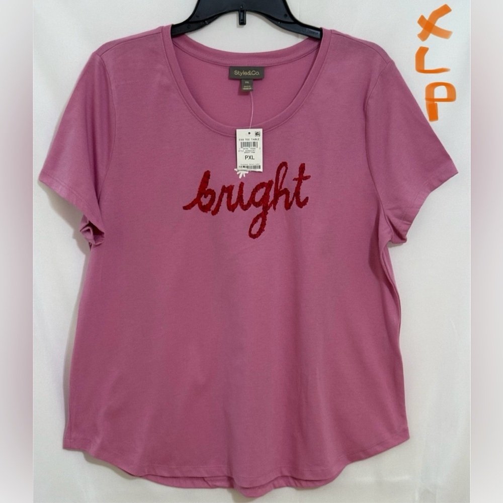 Style & Co. Pink Relaxed Short Sleeve Tee